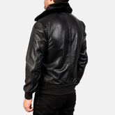 Zipper Black Leather Bomber Jacket
